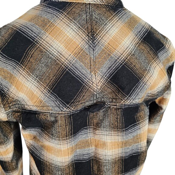 Roots Black Brown Plaid Collared Mini Dress Sz S - Picture 6 of 10